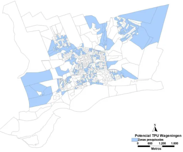 Figura 5.2 Mapa de Wageningen com zonas que contém informações para o  estudo 