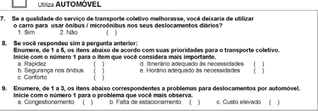 Figura 5.4 Trecho da Pesquisa de Opinião realizada em São Carlos 
