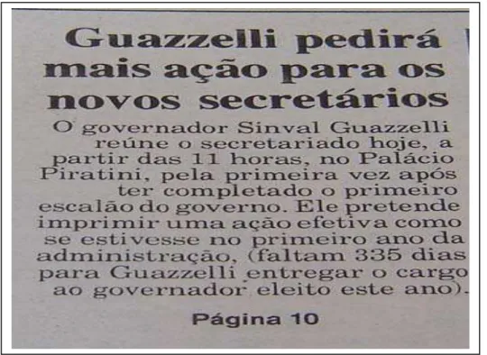 Figura 10 - Guazelli pede mais ação para os novos secretários  Fonte: Correio do Povo (1990, p