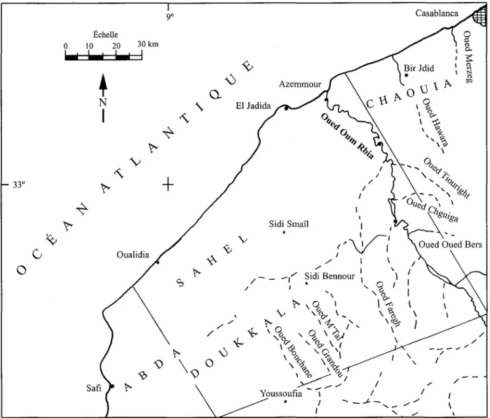 Fig. 1 - Situation géographique et réseau hydrographique de la zone étudiée.