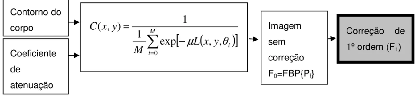 Figura 8 Fluxograma da correção de atenuação por Chang em 1ª ordem. 