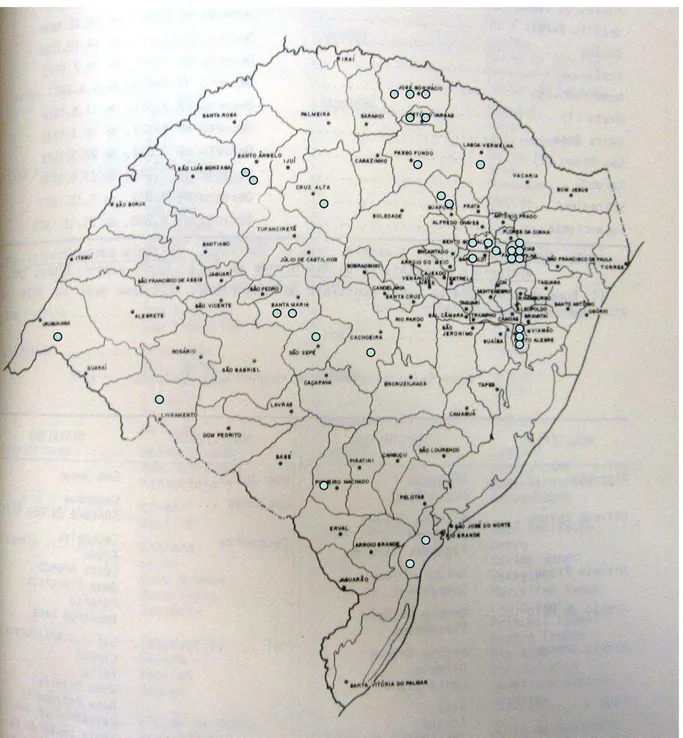 Figura 3 - Mapa da distribuição geográfica de Médicos (1943) 