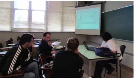 Figure 5: Arquigrafia’s Kata Coding Dojo with technical customer (the one that is presenting the code)