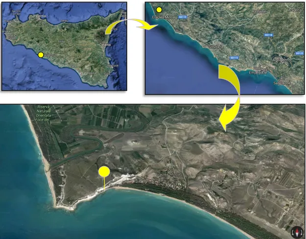 Figura  2.3  –  Localização  do  GSSP  para  o  Zancliano  em  Eraclea  Minoa,  Sicília