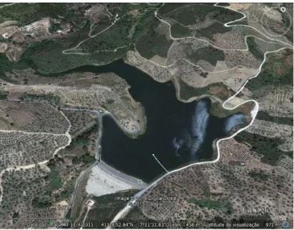 Figura 4.1 - Imagem aérea da barragem de Valtorno-Mourão – retirada do Google Earth a 18 de março de 2015 