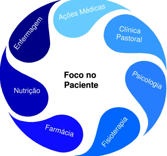 Figura 1 – Assistência Integral  . Assistência Integral En fe rm ag em Nutrição Farmácia Fi sio te ra pi a Clínica PastoralAções Médicas