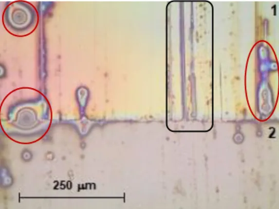 Figure 4.7 – Optical Microscope image of obtained transfer results from the initial NCA  setup