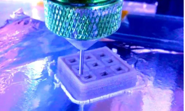 Figure 2.2  –  Picture of a structure being printed in the current work. 