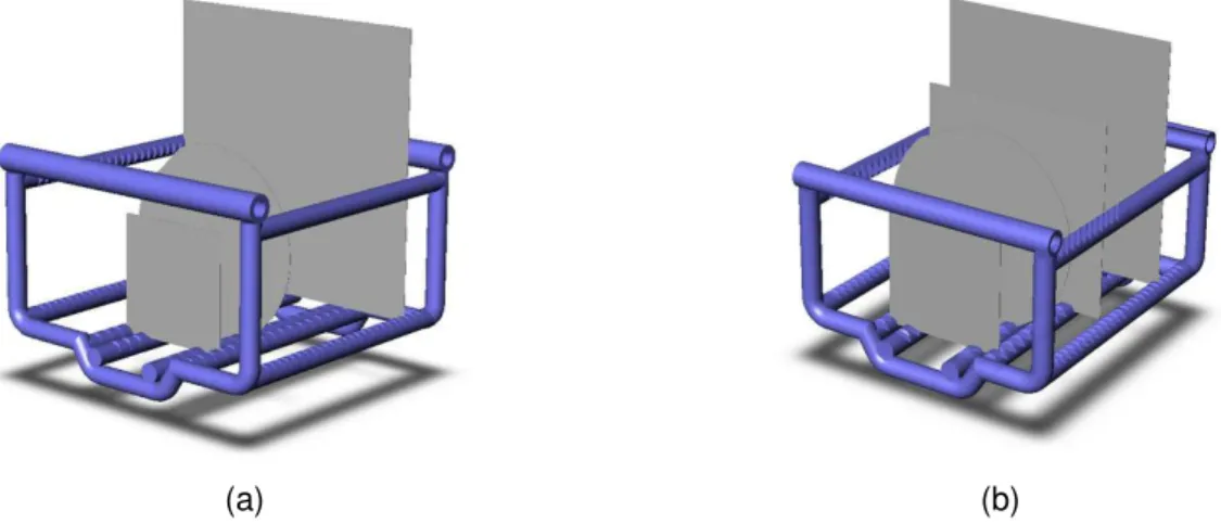 Figura 5.18. (a) Suporte para o processamento de lâminas de silício quadradas com aresta de até  150 mm e (b) suporte para o processamento de lâminas de silício quadradas com até 125 mm de 