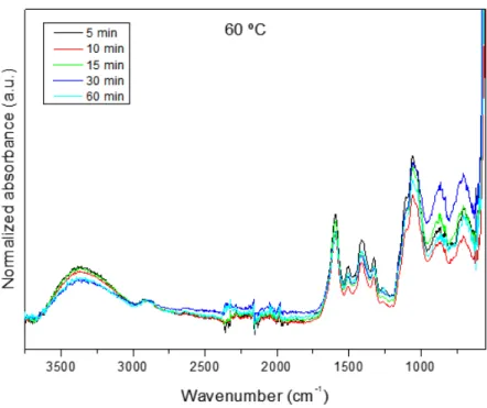 Figure 4.5: FTIR spectra of Z40C3 for 60 °C varying with time.