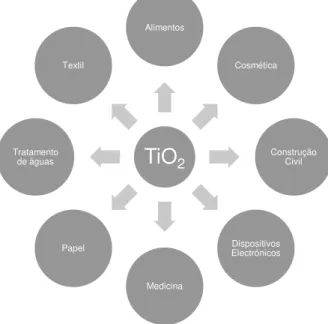 Figura 2  –  Áreas onde as nanopartículas do TiO 2  já são incorporadas em produtos comercializados