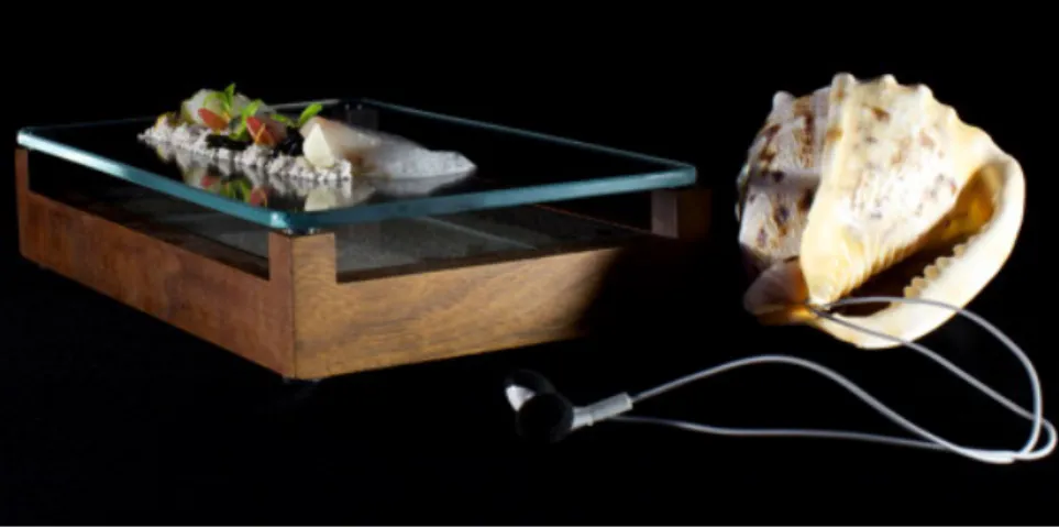 Figure 2.3 ‘The sound of sea’ seafood dish, as served at Heston Blumenthal’s The  Fat Duck restaurant (Charles Spence, 2013) 