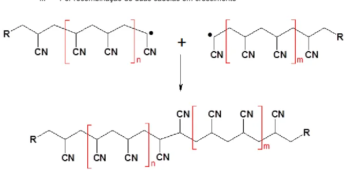 Figura 3.4- Representação esquemática da reação de terminação por recombinação (R, 2011)