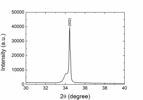 Figure 3. 6 - Representative XRD pattern of ZnO NRs; indexed peaks corresponding to the typical wurzite  hexagonal structure