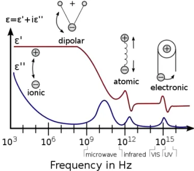 Figure 1.5 illustrates the frequency location of the several mechanisms involved in the polarization,  and intensity, height and width of the respective bands