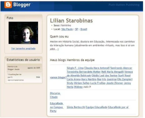 FIGURA 10  – Perfil Lilian Starobinas   Fonte: Blog Discurso Citado 