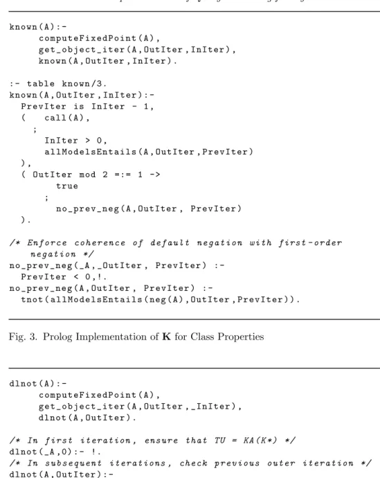 Fig. 3. Prolog Implementation of K for Class Properties