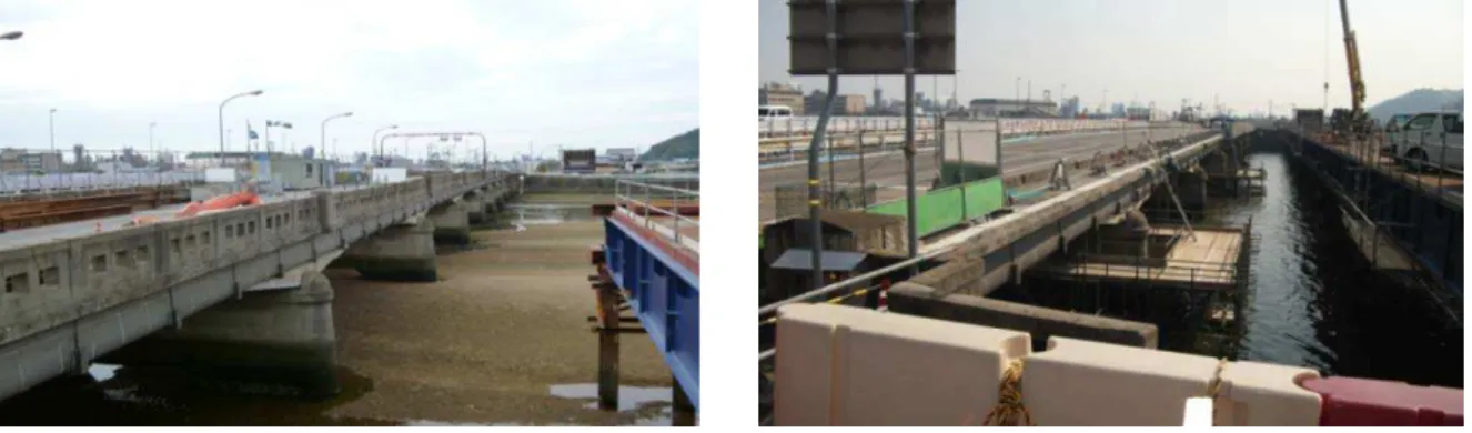 Figure 16 Changes in characteristic deflection due to guardrail removal Figure 15 Bridge view before and after guardrail removal 