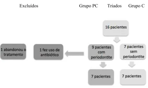 Figura  4.2  -  Fluxograma  dos  pacientes  incluídos  e  excluídos  durante  período  da  triagem  dos  pacientes sem síndrome de Sjögren 