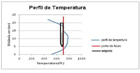 Figura 4.2. Perfil térmico do Forno Bridgman, para temperatura do forno de  750° C. 