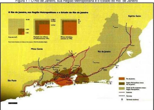Figura 1 – O Rio de Janeiro, sua Região Metropolitana e o Estado do Rio  de Janeiro 