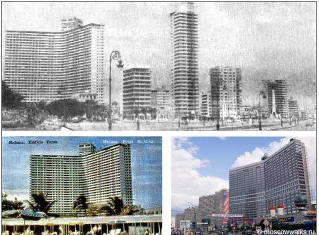 Foto superior: os prédios recém-construídos em Havana, Cuba, anos 1950. 