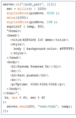 Fig. 11.   Code for developing a web service inside the ESP 