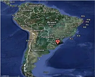 Figura 1 - Localização de Camaquã na América do Sul 