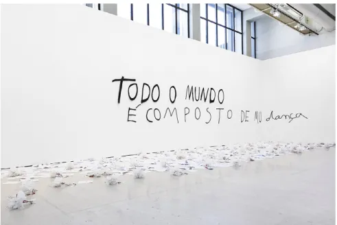 Figure 6.  Museum wall, adjacent to the 2012  version of the work, showing some images from  the 1981 version of To Camões and to you
