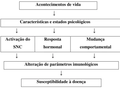 Figura nº 1 - Relação entre acontecimentos de vida, características e estados psicológicos e alterações  imunológicas 