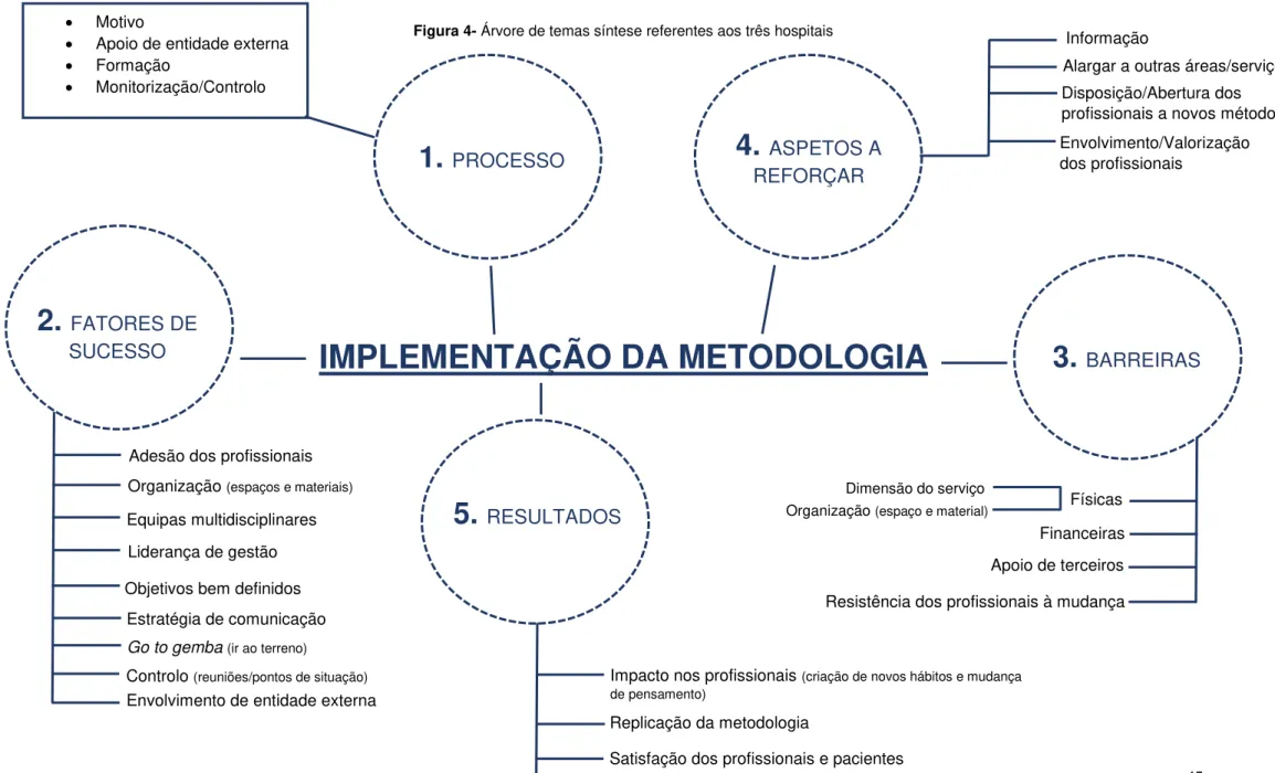 Figura 4- Árvore de temas síntese referentes aos três hospitais 