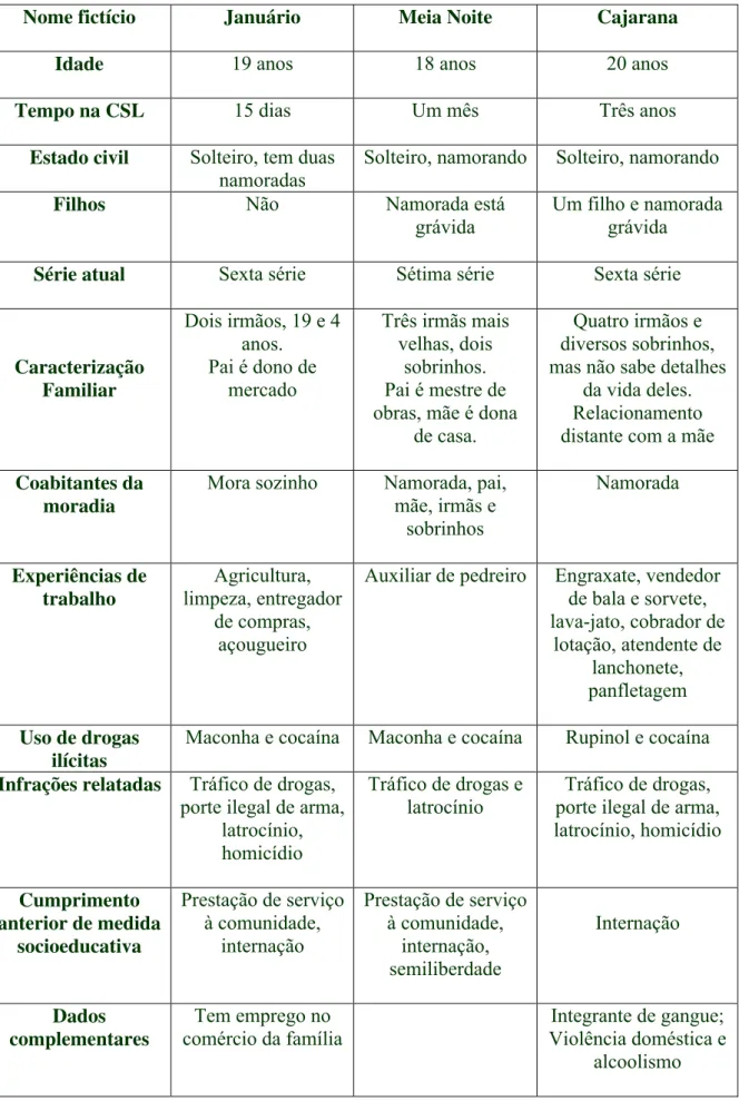 Tabela 3 (continuação). Apresentando os adolescentes entrevistados.