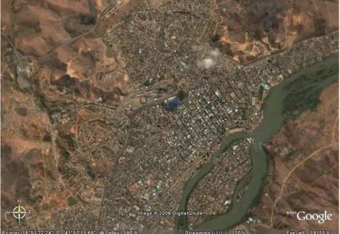 Figura 1 -  Vista aérea de Governador Valadares/MG (altitude 5,83 km). 