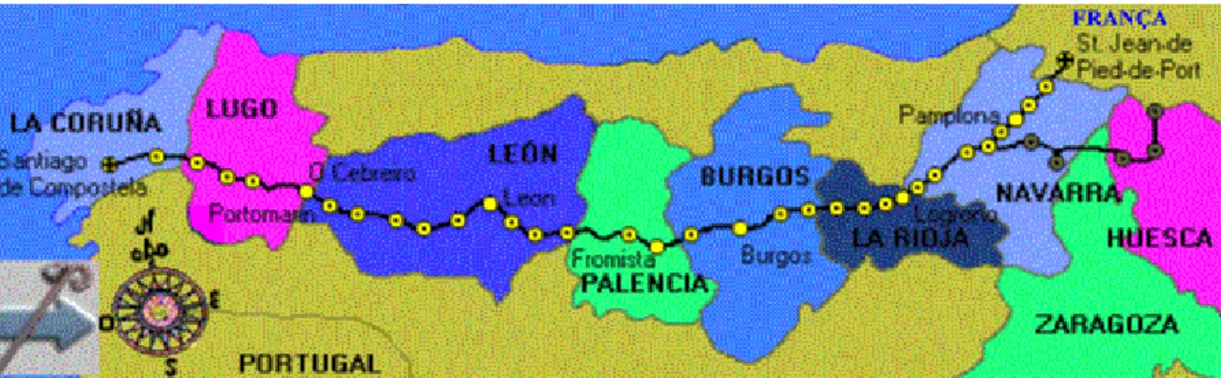 Ilustração 30 – Mapa do Caminho de Santiago de Compostela. 