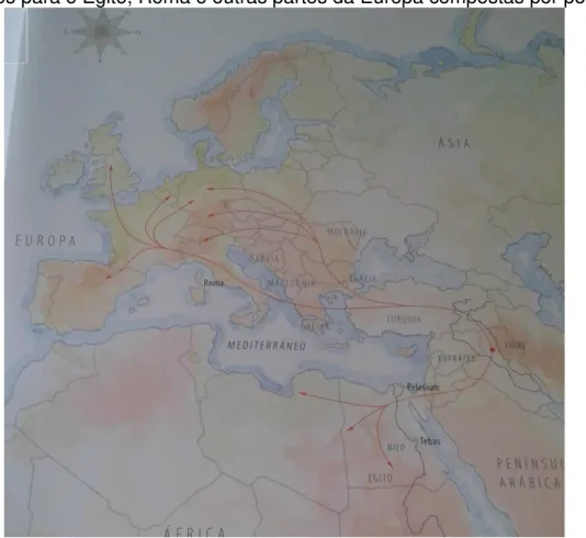 Figura 6 - Mapa da expansão cervejeira, influência de produção cervejeira dos  trácios para o Egito, Roma e outras partes da Europa compostas por povos celtas