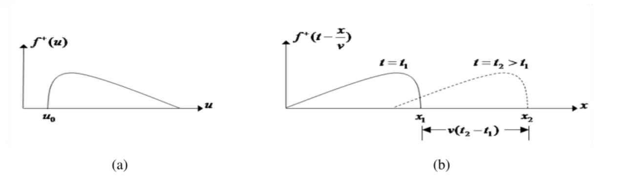 Figura 3.2 - Análise do comportamento de ondas viajantes para: (a) função  