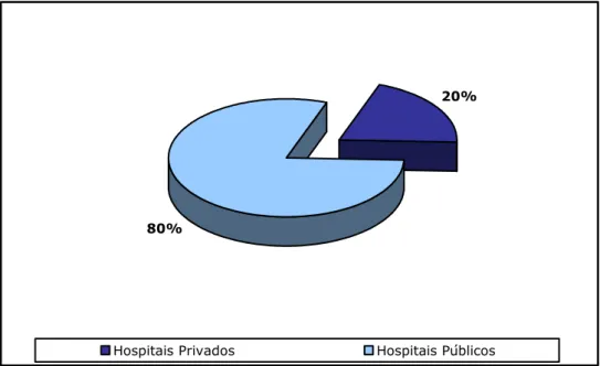 Figura 2.1: Distribuição das unidades hospitalares (Público vs Privado). 