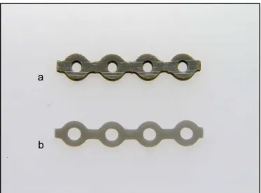 Figura 2: Segmentos de cadeias elásticas utilizadas no experimento: Morelli/13 (a) e  Amer/13 (b)