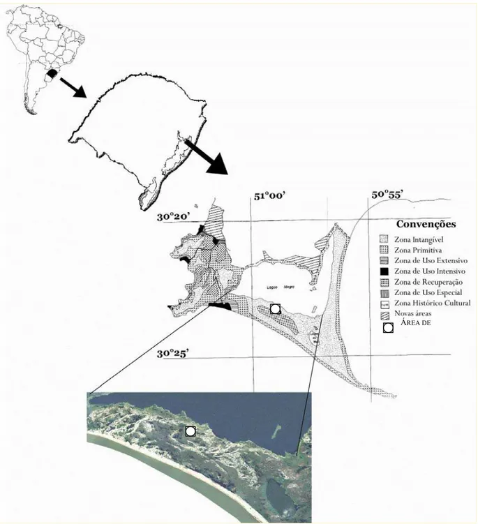 Figura 1. Mapa do Estado do Rio Grande do Sul, indicando a área de amostragem.  