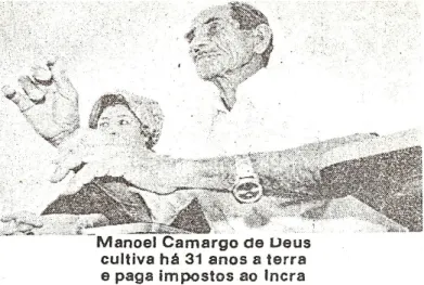 Figura 2: Manoel Camargo, o mais antigo morador da Fazenda Córrego da Onça.   