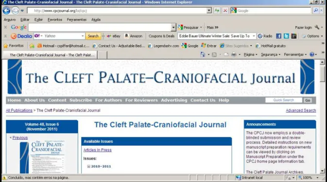 Figura 3: Busca manual no periódico The Cleft Palate-Craniofacial Journal. 
