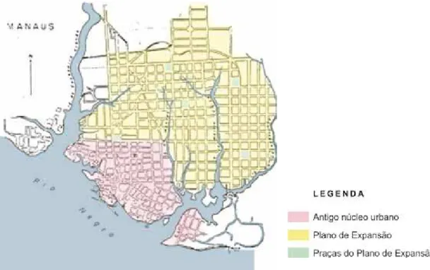 Figura 04: Plano de Expansão da cidade de Manaus elaborado por João Miguel Ribas, 1895.