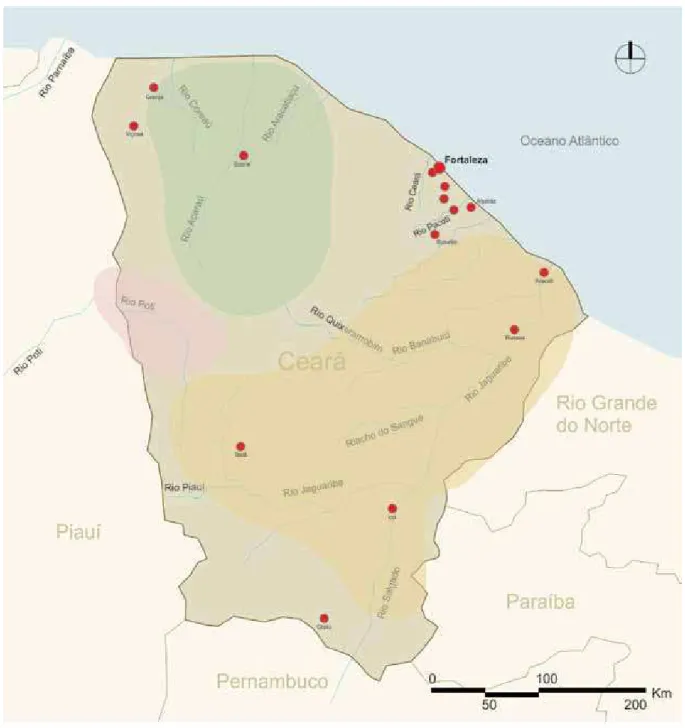 Figura 10: Reconstituição cartográficas das bacias hidrográficas do Ceará.