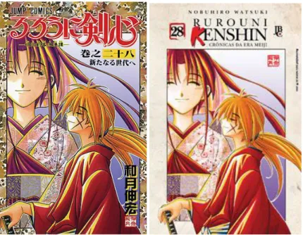 Figura 2  –  Comparação entre a capa original e a brasileira do último volume de Rurouni Kenshin