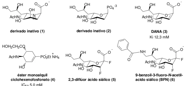 Figura 9 - Estruturas de inibidores miméticos de ácido siálico. 
