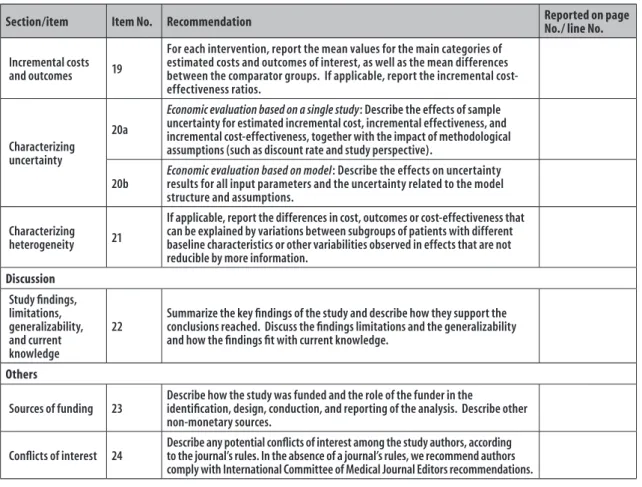 Figure 1 – CHEERS a  checklist: items to include when reporting economic evaluations of health interventions