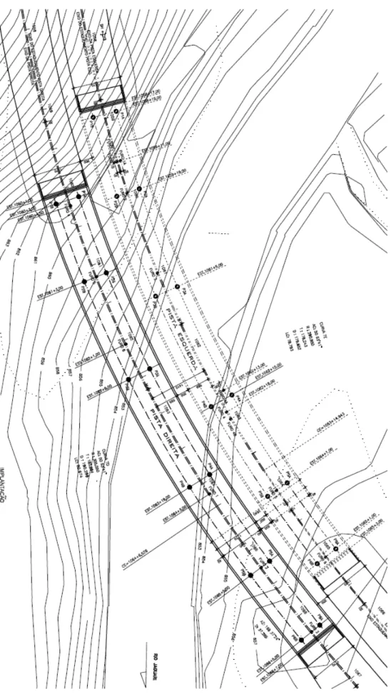 Figura 38 – Planta baixa (CAD) de vista superior da ponte sobre o rio Jaguari 