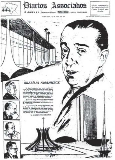 Figura 2  –  Brasília Amanhece: Capa do Jornal Estado de Minas (fonte: O Estado de Minas,  órgão dos Diários Associados, em 21 de Abril de 1960) 