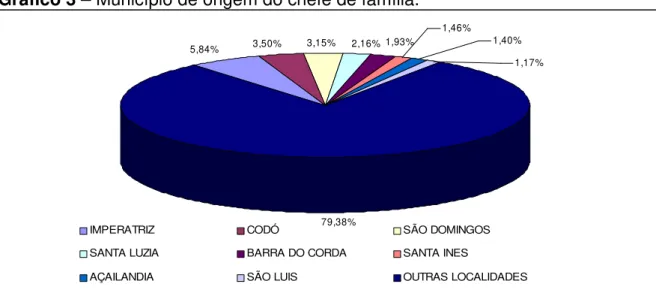 Gráfico 3 – Município de origem do chefe de família. 