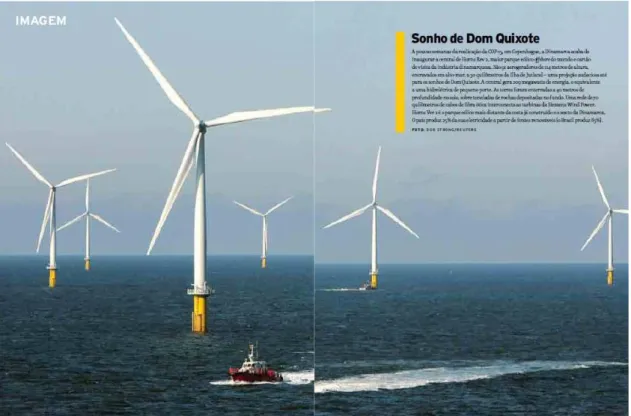 Figura 12 - Siemens Wind Power. Horns Ver 2 é o parque eólico localizado na Dinamarca   Fonte: Revista Brasil Sustentável (edição 26, 2009, p